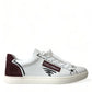 Dolce & Gabbana White Bordeaux Leather Logo Low Top Sneakers Shoes