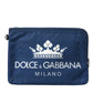 Dolce & Gabbana Blue DG Milano Print Nylon Pouch Clutch Men Bag