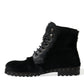 Dolce & Gabbana Black Pony Style Leather Mid Calf Boots Shoes