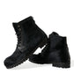 Dolce & Gabbana Black Pony Style Leather Mid Calf Boots Shoes