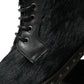 Dolce & Gabbana Black Pony Style Leather Mid Calf Boots Shoes