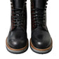 Dolce & Gabbana Black Leather Military Combat Boots Shoes