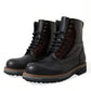 Dolce & Gabbana Black Leather Military Combat Boots Shoes