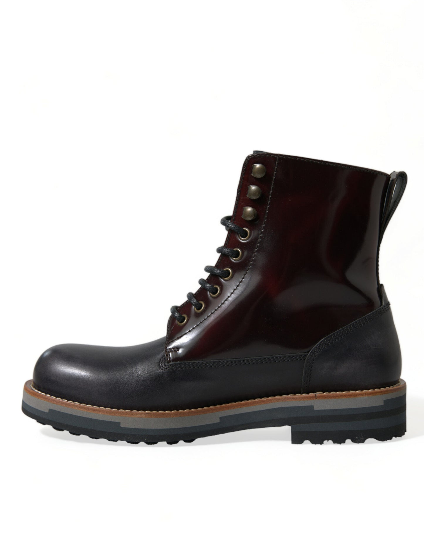 Dolce & Gabbana Black Leather Military Combat Boots Shoes