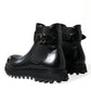 Dolce & Gabbana Black Chelsea Belted DG Logo Boots Shoes