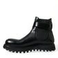 Dolce & Gabbana Black Chelsea Belted DG Logo Boots Shoes