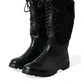 Dolce & Gabbana Black Rubber Lace Up Shearling Rain Boots Shoes