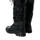 Dolce & Gabbana Black Rubber Lace Up Shearling Rain Boots Shoes