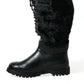 Dolce & Gabbana Black Rubber Lace Up Shearling Rain Boots Shoes