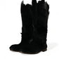 Dolce & Gabbana Black Gazelle Fur Mid Calf Winter Boots Shoes