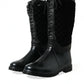 Dolce & Gabbana Black Chioggia Rubber Suede Rain Boots Shoes