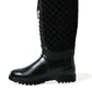 Dolce & Gabbana Black Chioggia Rubber Suede Rain Boots Shoes