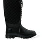 Dolce & Gabbana Black Chioggia Rubber Suede Rain Boots Shoes