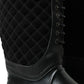 Dolce & Gabbana Black Chioggia Rubber Suede Rain Boots Shoes