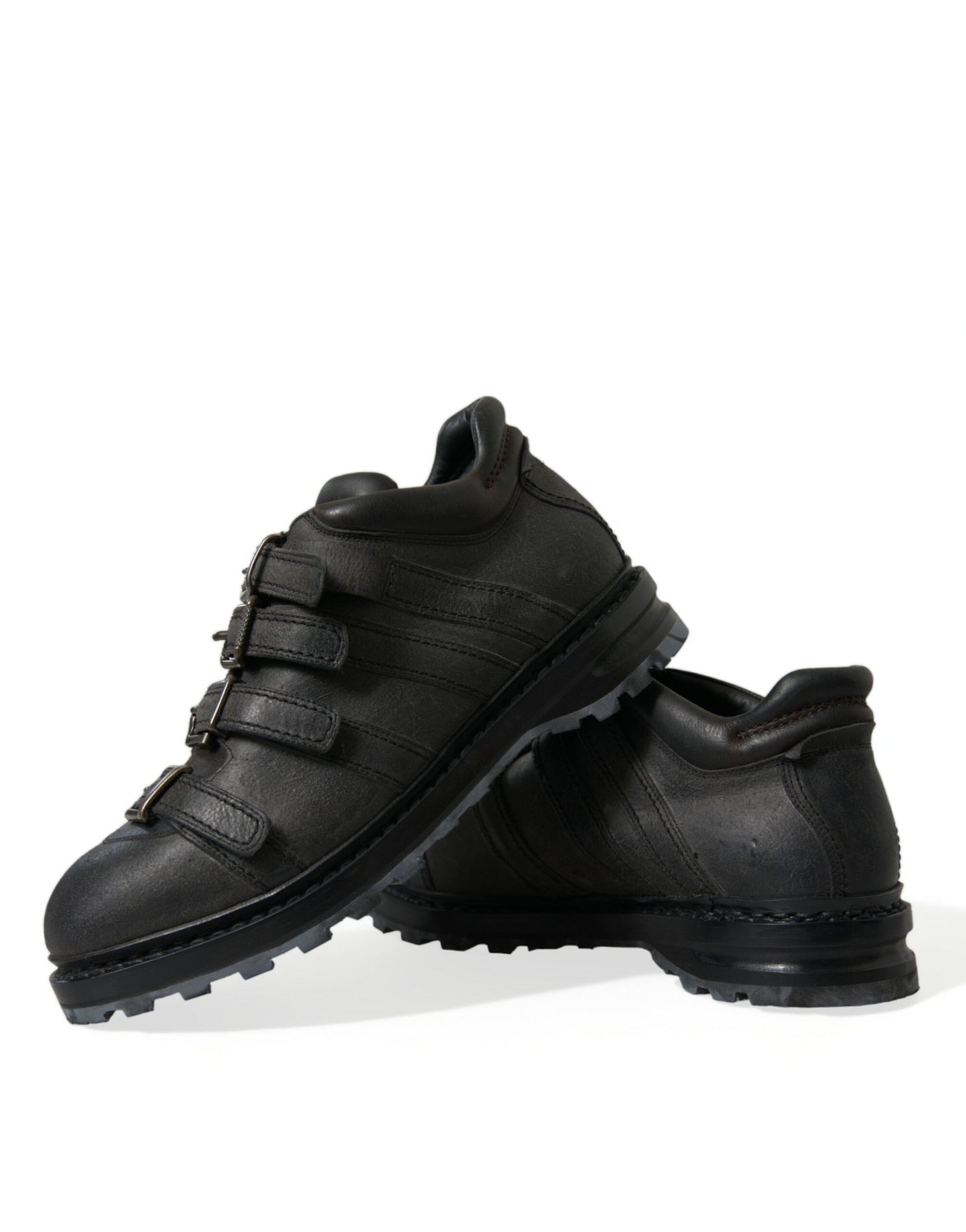 Dolce & Gabbana Black Leather Strap Men Ankle Boots Shoes