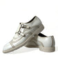 Dolce & Gabbana White Leather Strap Men Derby Dress Shoes