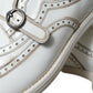 Dolce & Gabbana White Leather Strap Men Derby Dress Shoes