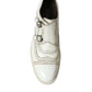 Dolce & Gabbana White Leather Strap Men Derby Dress Shoes