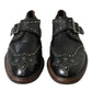 Dolce & Gabbana Black Leather Monk Strap Studded Dress Shoes