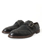 Dolce & Gabbana Black Leather Monk Strap Studded Dress Shoes