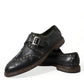 Dolce & Gabbana Black Leather Monk Strap Studded Dress Shoes