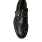 Dolce & Gabbana Black Leather Monk Strap Studded Dress Shoes