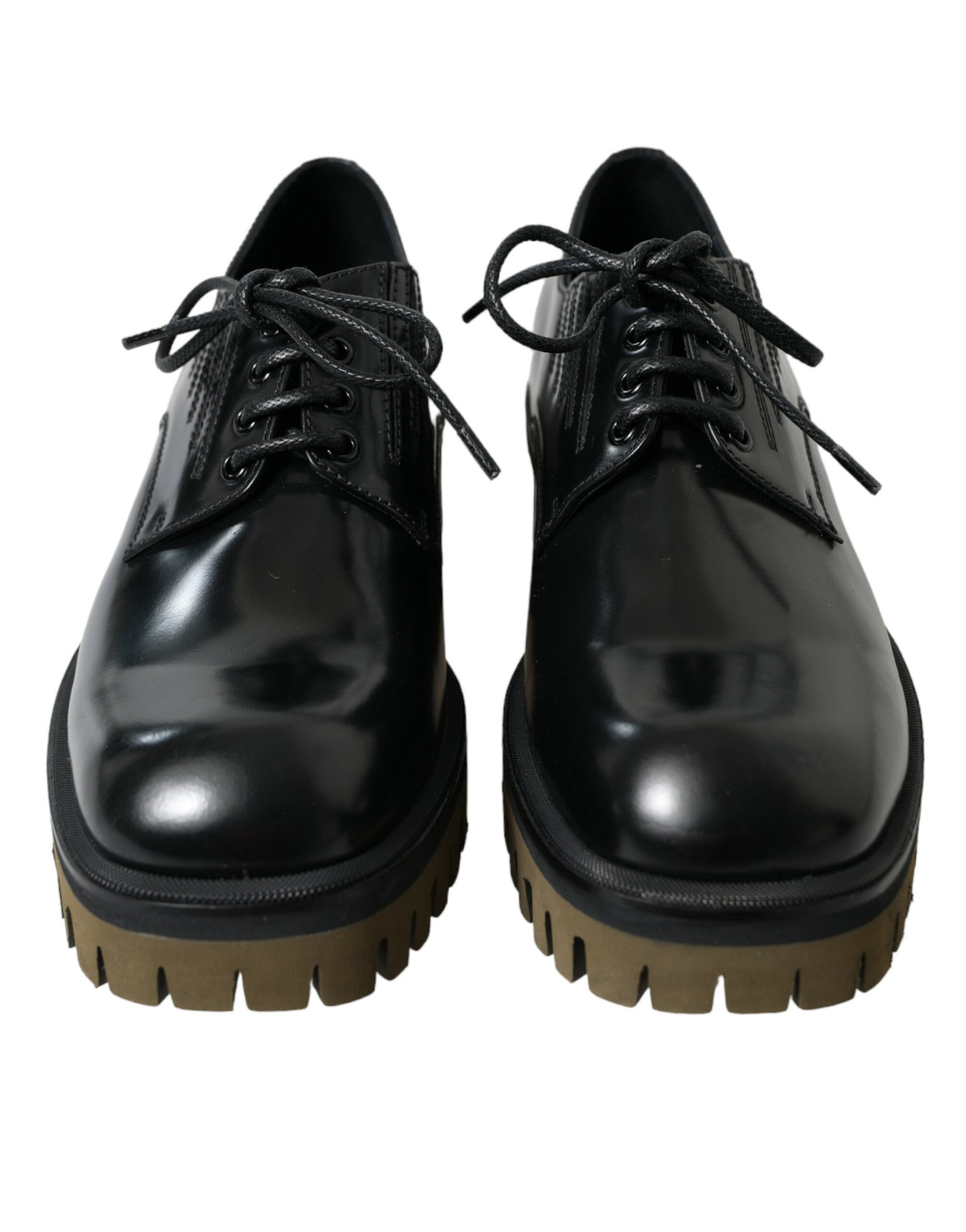 Dolce & Gabbana Black Leather Lace Up Derby Men Dress Shoes