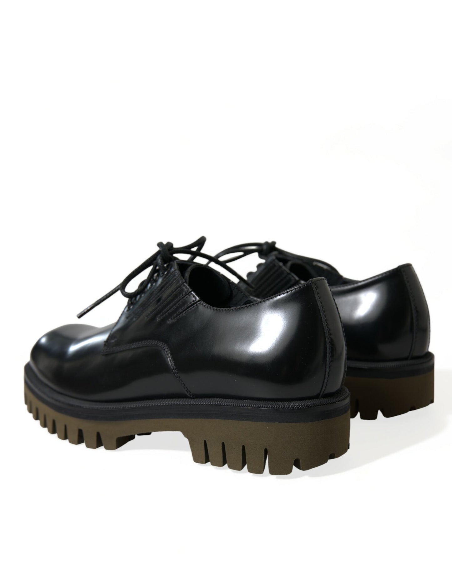 Dolce & Gabbana Black Leather Lace Up Derby Men Dress Shoes