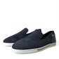 Dolce & Gabbana Blue Suede Caiman Loafers Saint Tropez Shoes