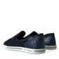 Dolce & Gabbana Blue Suede Caiman Loafers Saint Tropez Shoes