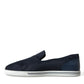 Dolce & Gabbana Blue Suede Caiman Loafers Saint Tropez Shoes