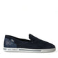 Dolce & Gabbana Blue Suede Caiman Loafers Saint Tropez Shoes