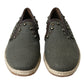 Dolce & Gabbana Gray Linen Leather Studded Loafers Shoes