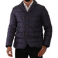 Dolce & Gabbana Blue Silk Goat Coat Blouson Winter Jacket