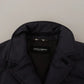 Dolce & Gabbana Blue Silk Goat Coat Blouson Winter Jacket