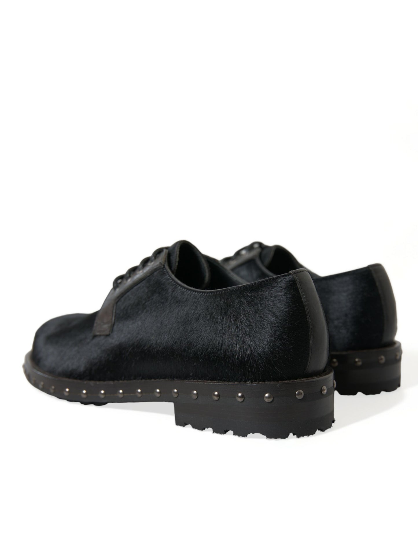 Dolce & Gabbana Black Stable Fur Derby SAN PIETRO Dress Shoes