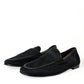 Dolce & Gabbana Black Velvet Slip On Loafers Dress Shoes