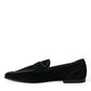 Dolce & Gabbana Black Velvet Slip On Loafers Dress Shoes