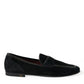 Dolce & Gabbana Black Velvet Slip On Loafers Dress Shoes