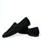 Dolce & Gabbana Black Velvet Slip On Loafers Dress Shoes