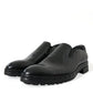 Dolce & Gabbana Black Leather Studded Loafers Dress Shoes