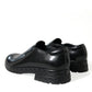 Dolce & Gabbana Black Leather Studded Loafers Dress Shoes