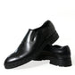 Dolce & Gabbana Black Leather Studded Loafers Dress Shoes