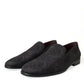 Dolce & Gabbana Black Brocade Men Slip On Loafer Dress Shoes