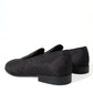 Dolce & Gabbana Black Brocade Men Slip On Loafer Dress Shoes