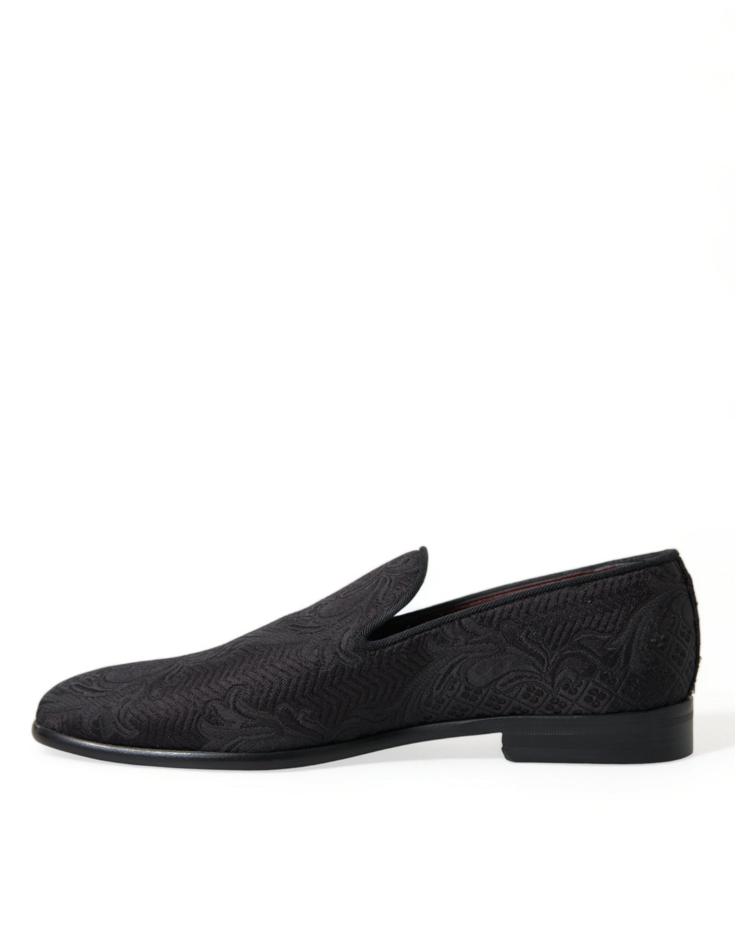 Dolce & Gabbana Black Brocade Men Slip On Loafer Dress Shoes