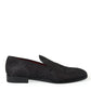 Dolce & Gabbana Black Brocade Men Slip On Loafer Dress Shoes