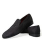 Dolce & Gabbana Black Brocade Men Slip On Loafer Dress Shoes