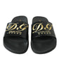 Dolce & Gabbana Black Luxury Hotel Beachwear Sandals Shoes