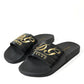 Dolce & Gabbana Black Luxury Hotel Beachwear Sandals Shoes